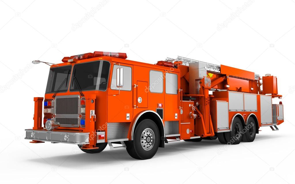 Orange Red Firetruck perspective front view