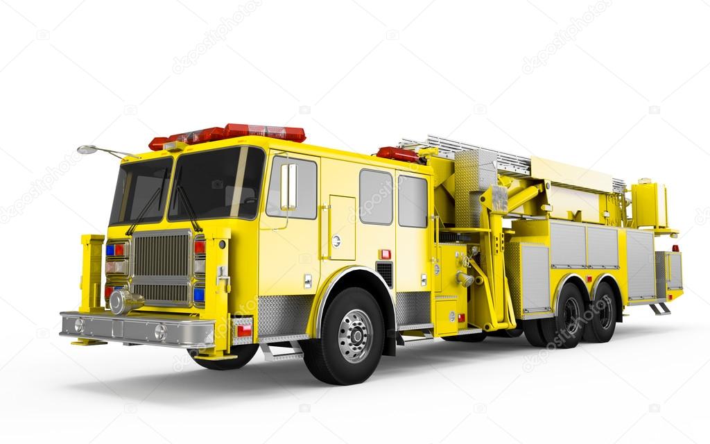 Yellow Firetruck perspective front view