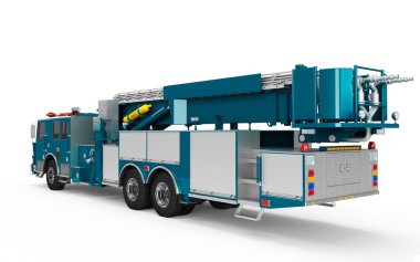 Derin gökyüzü mavi mavi Aqua Firetruck perspektif geri görüntülemek