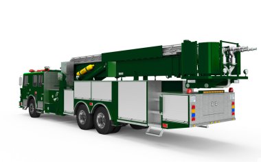 Koyu yeşil Firetruck perspektif geri görüntülemek