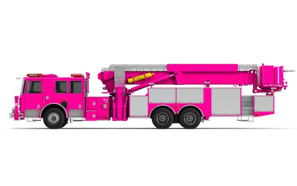 Tiefrosa Feuerwehrauto links Profilansicht — Stockfoto
