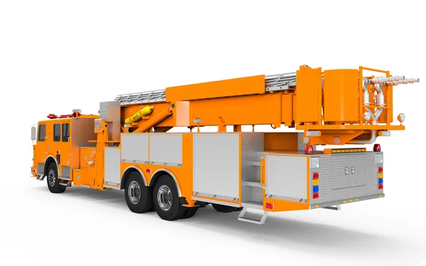 Vista posteriore arancione Firetruck prospettiva — Foto Stock