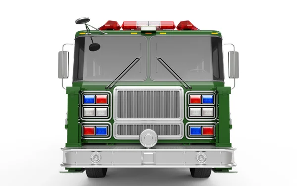 Camion de pompier vert foncé vue de face — Photo