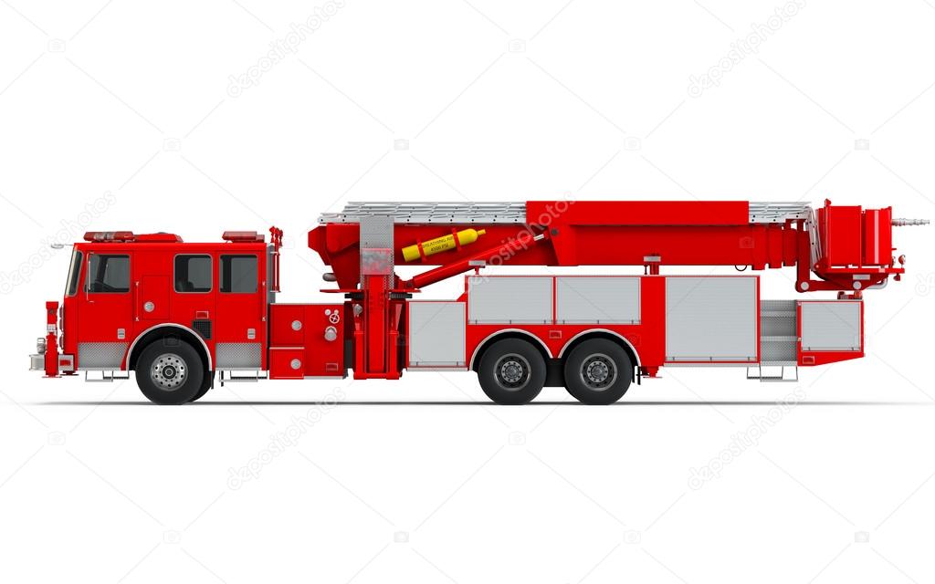 Red Firetruck left profile view