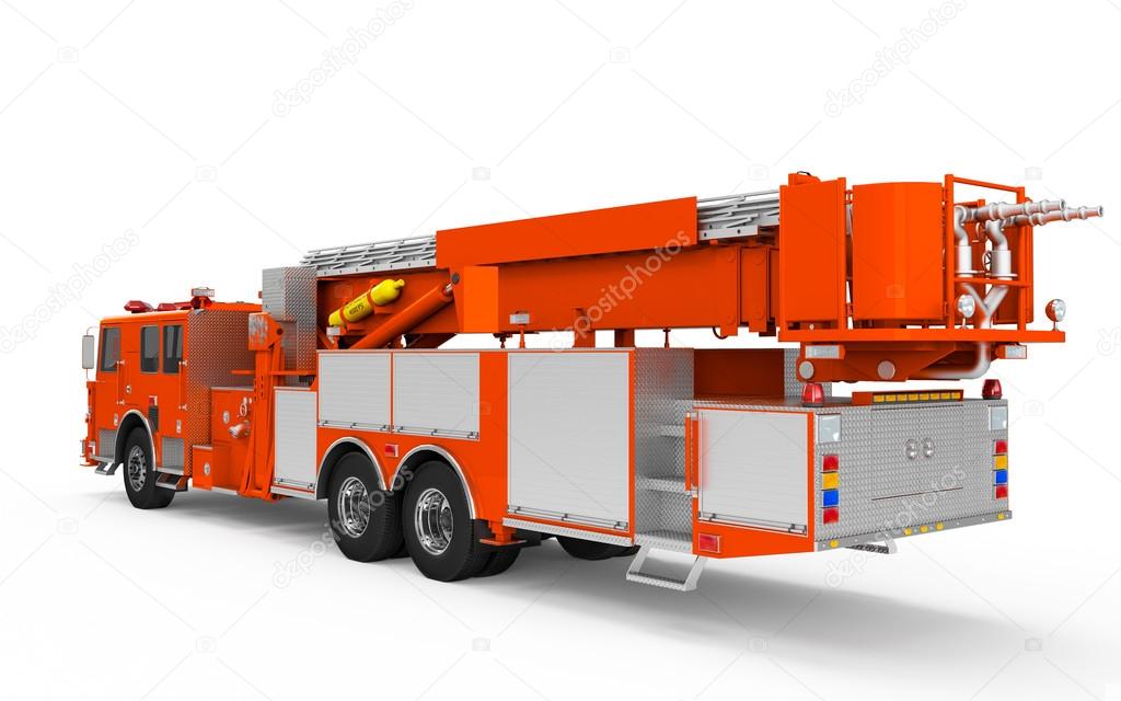 Orange Red Firetruck perspective back view