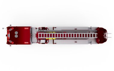 Koyu kırmızı itfaiye Üstten Görünüm