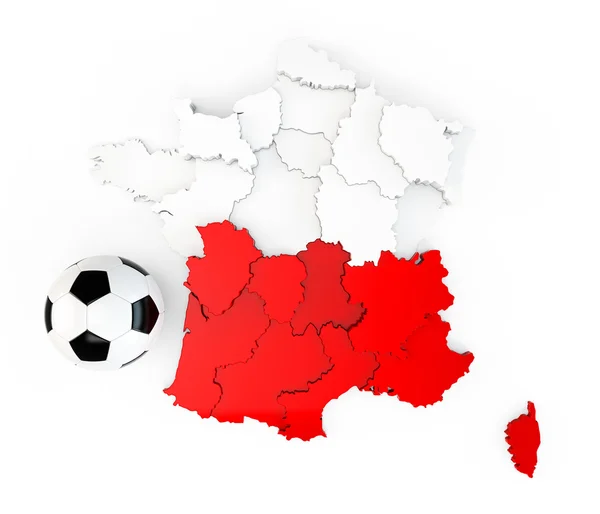 法国地图上带有波兰波兰国旗的足球 — 图库照片