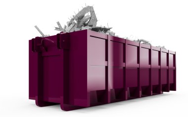 Mor moloz konteyner perspektifi ön görünüm 