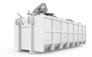 White rubble container perspective front view