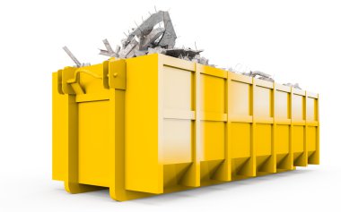 Yellow rubble container perspective front view