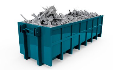 Deep Sky Blue Cyan Aqua moloz konteyner perspektifi ön görünüm