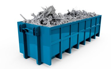 Lacivert moloz konteyner perspektifi ön görünüm