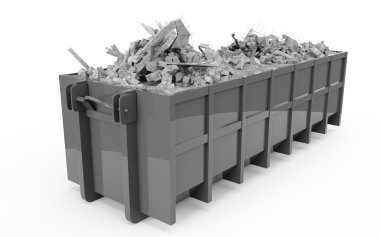 Silver rubble container perspective front view