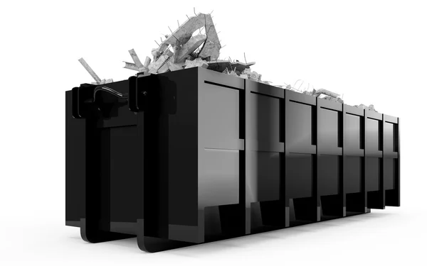 Black rubble container perspective front view — Stock Photo, Image