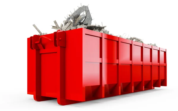 Rosso rubble container prospettiva vista frontale — Foto Stock