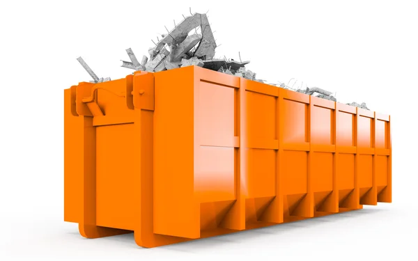 Вид спереди на контейнер с оранжевым покрытием — стоковое фото