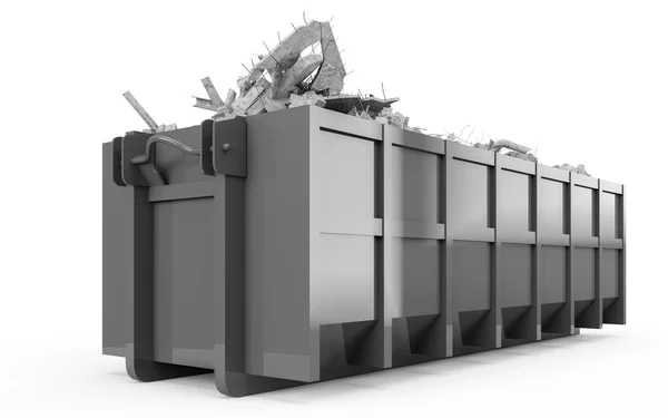 Silver rubble container perspective front view — 스톡 사진