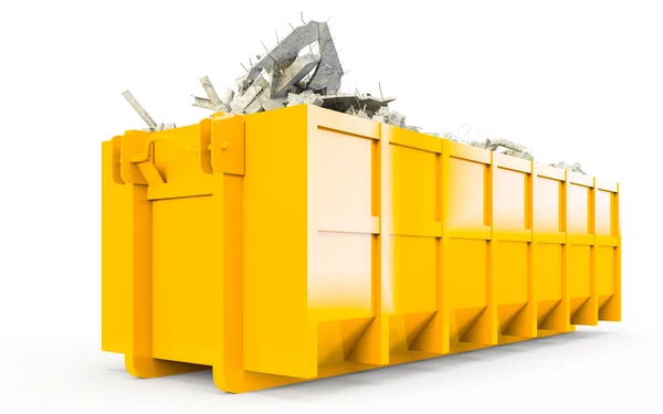 Yellow Orange rubble container perspective front view — Zdjęcie stockowe