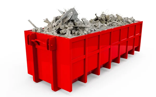 Roter Schutt Container Perspektive Vorderansicht — Stockfoto