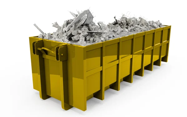 Gold Golden rubble container perspective front view — Stock Photo, Image