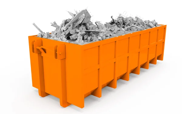 Orange rubble container perspective front view — Stockfoto