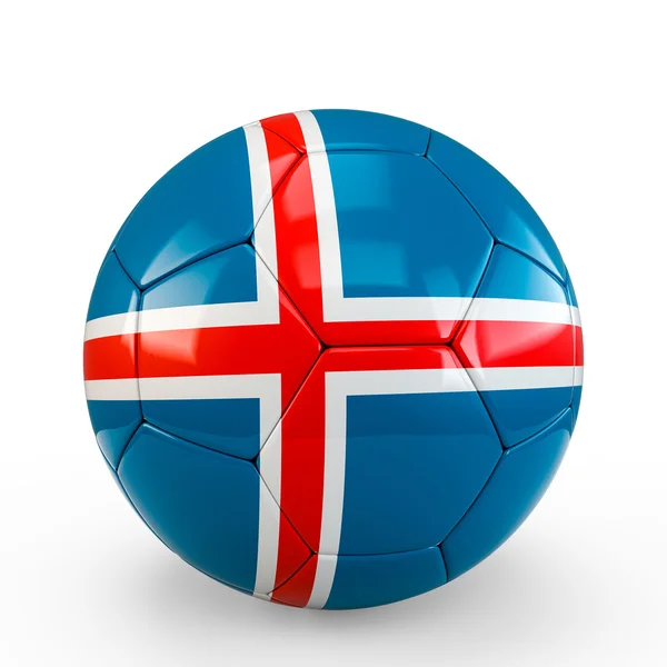 Bola de futebol coberta com textura de bandeira da ilha isolada em fundo branco. Renderização 3D, Ilustração 3D . — Fotografia de Stock