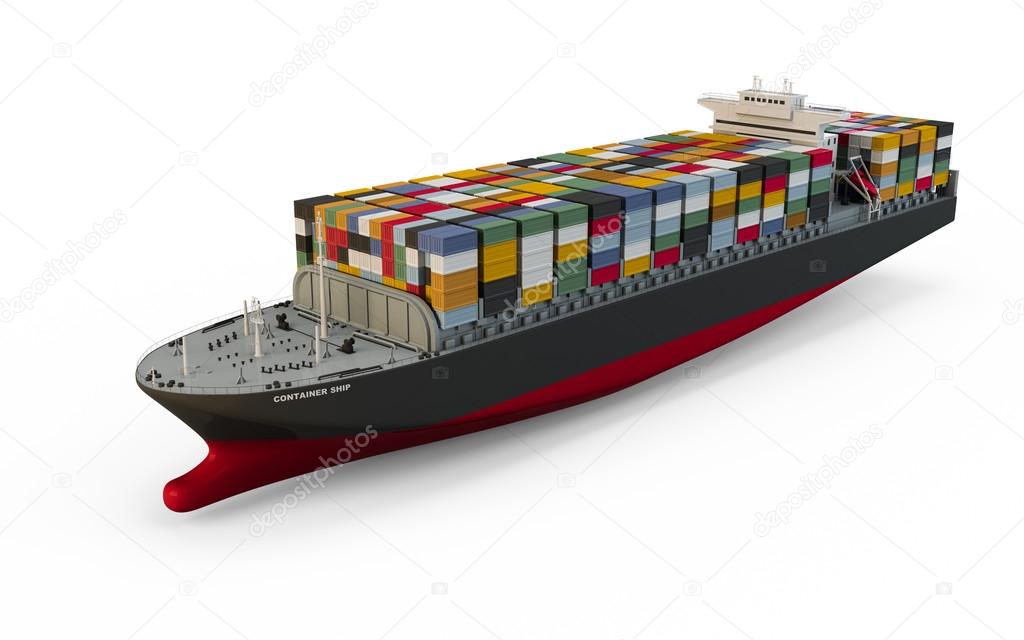 Container ship isolated