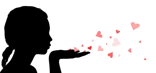 Blowing Love Hearts — Stock Photo, Image