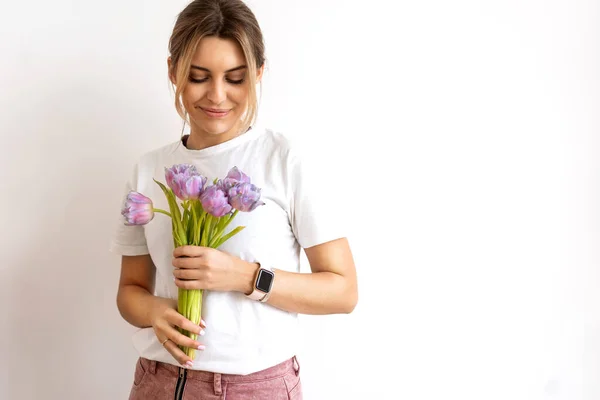 Porträt Eines Schönen Jungen Mädchens Einem Kleid Mit Einem Großen — Stockfoto