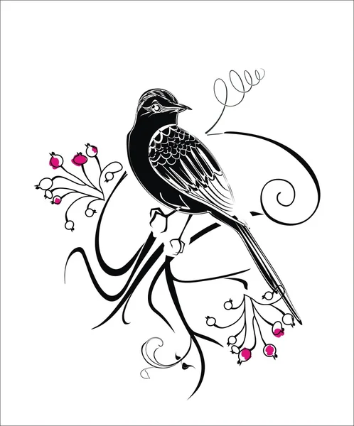 レトロなスタイルの Litlle 鳥 — ストックベクタ