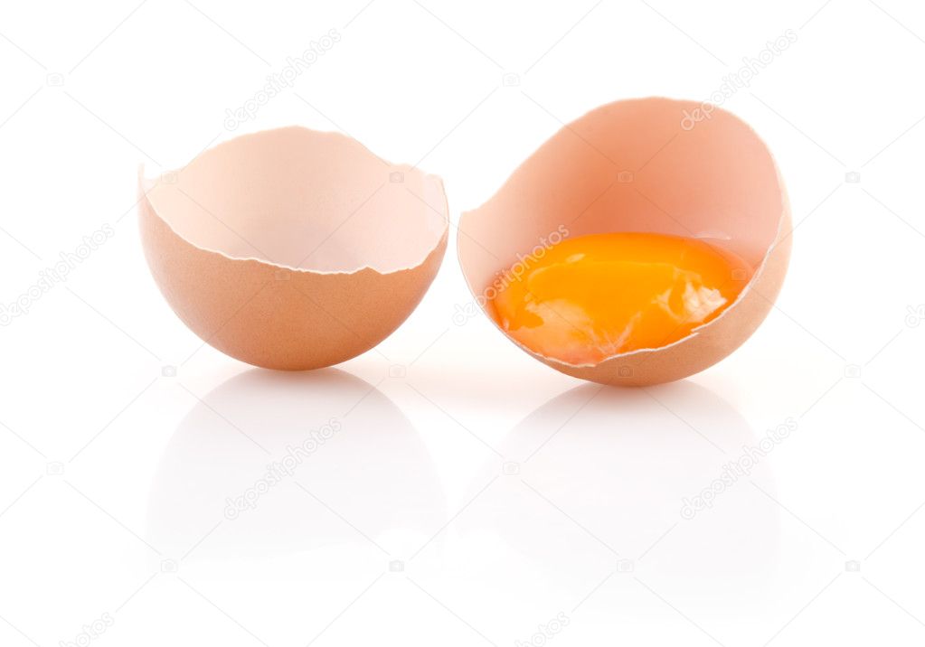 Broken Egg on white background