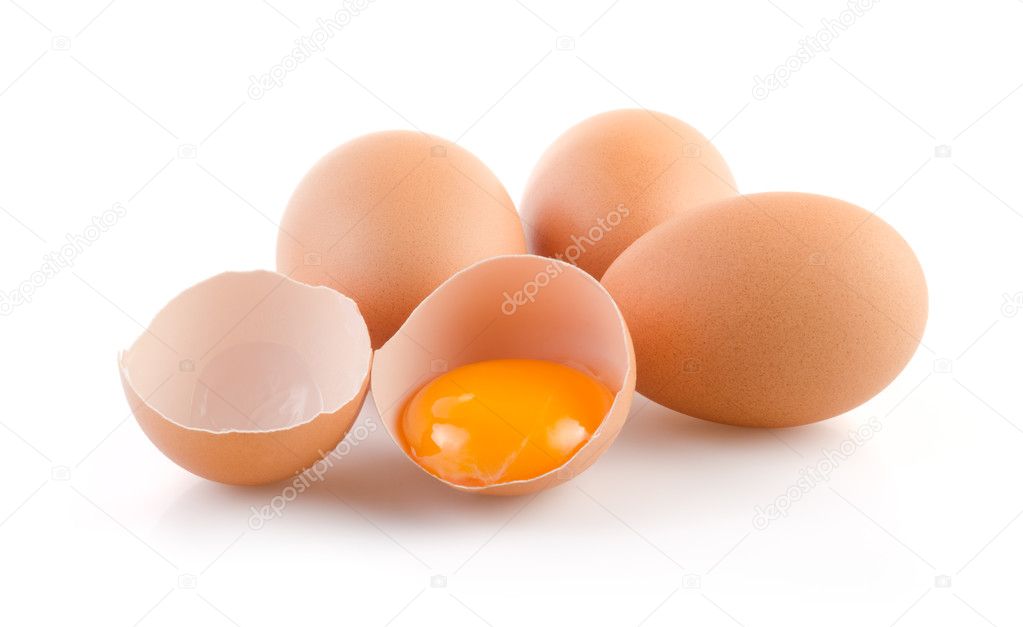 Brown Eggs with one broken