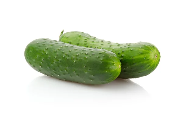 Two fresh Cucumbers on white — Stock fotografie