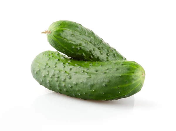 Two fresh Cucumbers on white — Stock fotografie