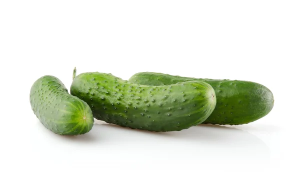 Three fresh Cucumbers on white — Stock fotografie