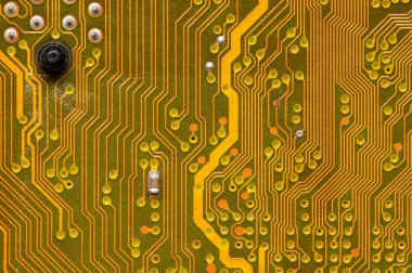 Bilgisayar devre kartı kapanıyor. Elektronik ve bilgisayarlaştırma teması için arkaplan