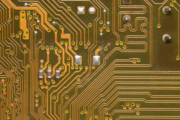 Computer circuit board close up. Background for the theme of electronics and computerization