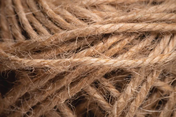 Přírodní lano vlákno texturované pozadí detailní plán. Vlákna v nepořádku rustikální styl — Stock fotografie