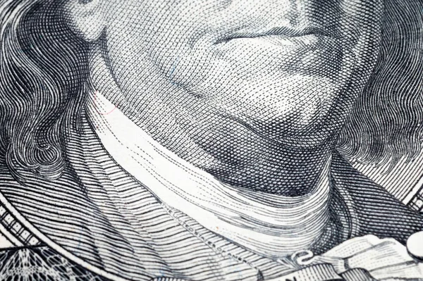 Close-up of 100 dollar bill paper. Background for financial articles — Stock Photo, Image