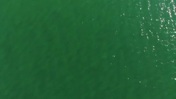 Aerial top-down view from high altitude blue azure texture of turquoise sea water. view of the water surface. Water surface background. — Stock Video