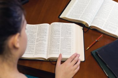 Young Lady Studying The Bible clipart