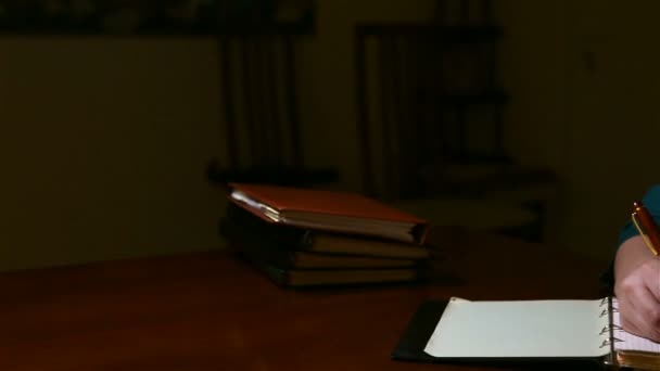 Young Girl Writing in Her Notebook — Stock Video