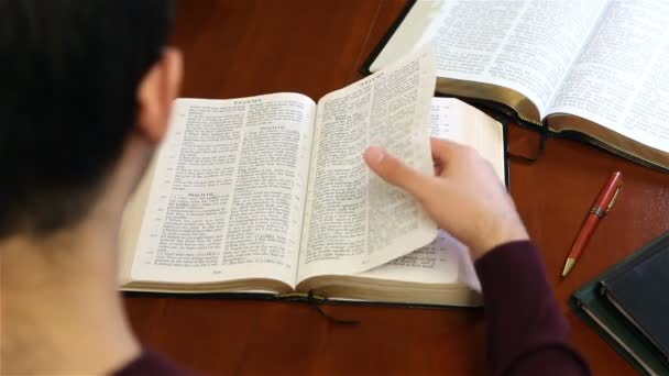 Young Man Studying His Bible — Stock Video