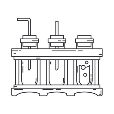 Hat tıbbi ilaç seti ikon şişesi, tüp. Profesyonel ekipman sembolü. Bilim, eczane, sıhhiye, kimya geçmişi amblem elementi. Laboratuvar camı. Vektör tıbbi özet çizimi.