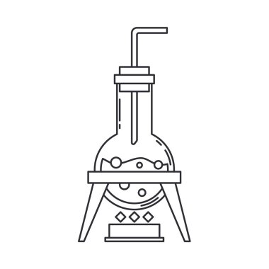 Hat tıbbi ilaç ikonu cevap ver, tüp. Profesyonel ekipman sembolü. Bilim, eczane, sıhhiye, kimya geçmişi amblem elementi. Laboratuvar camı. Vektör tıbbi özet çizimi.