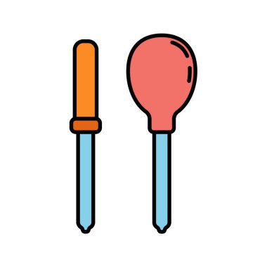 Çizgi rengi tıbbi ilaç ikonu retort düşürücü. Profesyonel ekipman sembolü. Bilim, eczane tıbbi kimya arka plan amblem elementi. Laboratuvar camı. Vektör tıbbi özet çizimi