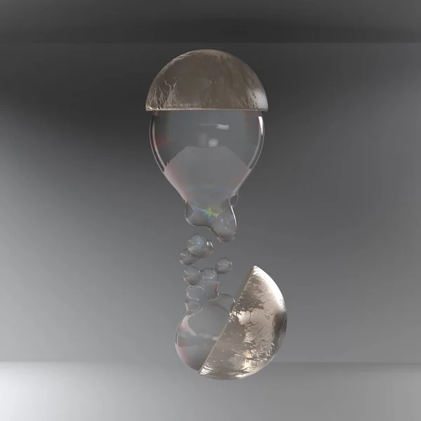 背景是白色塑料半球杯中的透明液态水飞溅 3D渲染 图库图片
