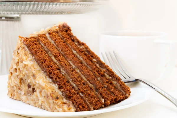 Slice of German Chocolate Cake Closeup Royalty Free Stock Photos