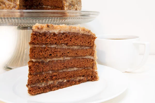 German Chocolate Cake Slice Closeup Stock Photo