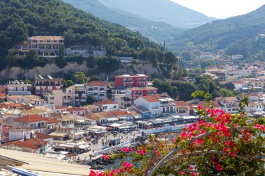 Parga şehir, Epirus bölgesi, Yunanistan üzerinden panoramik görünüm
